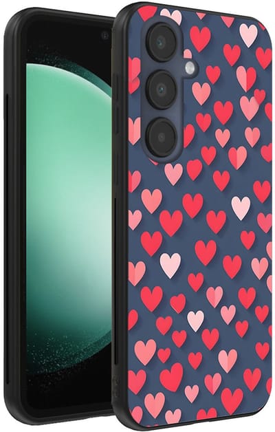 Smartphonica Telefoonhoesje Geschikt voor Samsung Galaxy S23 FE met Roze en Rode Hartjes Opdruk - TPU Backcover Case With Rosé and Red Heart Design geschikt voor Samsung Galaxy S23 FE