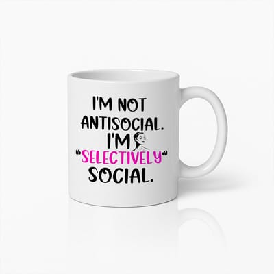 Grappige Selectief Sociaal Mok – Unieke Koffiebeker voor Introverten en Sociale Vlinders