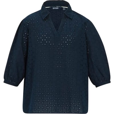 Damesblouse Nofino met 3/4 mouwen en open kraag