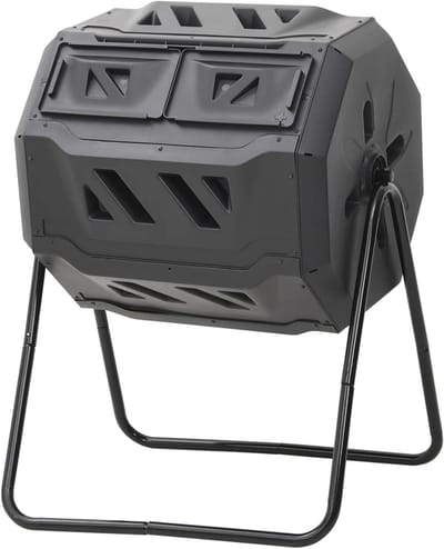 Tidyard Compostbak voor de tuin, compostbak, 360 graden draaibaar, effectieve ventilatie, zwart, 73 x 64 x 95 cm, 160 l