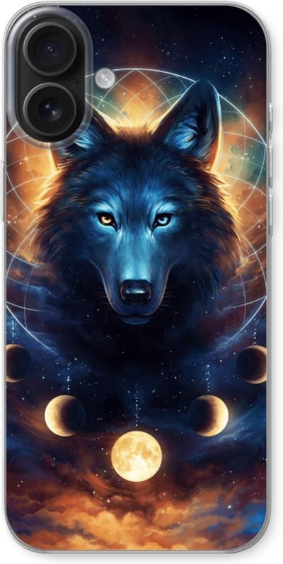 Case Company® - Hoesje geschikt voor iPhone 16 Plus hoesje - Wolf Dreamcatcher - Soft Cover Telefoonhoesje - Bescherming aan alle Kanten en Schermrand
