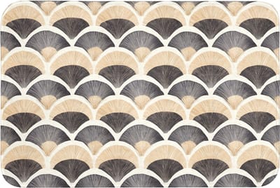 Badmat 90x60 cm - Antislip - Waaier - Patroon - Zwart - Beige - Badmatten voor badkamer - Badkamermat - Douchemat - Badkamer mat