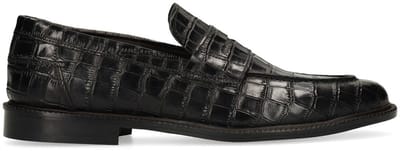 Black label - Heren - Zwarte leren croco loafers - Maat 45