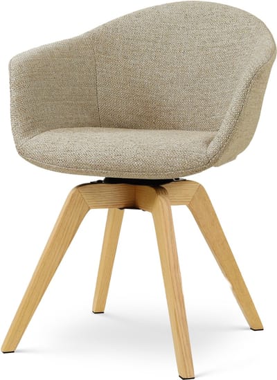 Nolon Noor-Otis draaibare Eetkamerstoel taupe melange - houten onderstel - armstoel - comfortabele zitting - scandinavisch