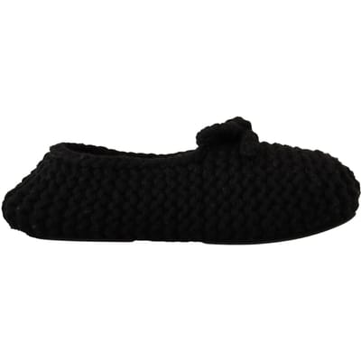 Dolce & Gabbana Dames Zwarte Slip-On Ballerina Flats Wol Gebreide Schoenen