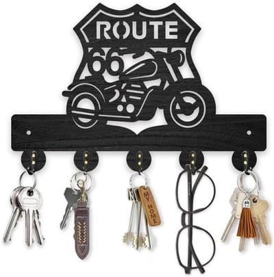 Allecto - Sleutelhouder - Wandmontage - Houten Route 66 - Zwart