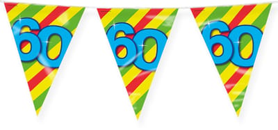 LUQ – Vlaggenlijn Happy Party 60 Jaar – Veelkleurig – 10 m Luxe Verjaardag Feest Versiering – Slinger – Direct Ophangen