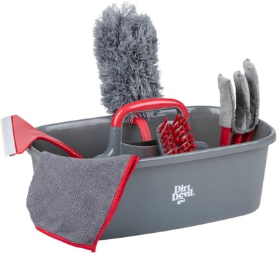 Dirt Devil Schoonmaakset 6 Stuks – Raamtrekker en Schrobborstel voor Poetsen – Schoonmaakdoekjes en Stoffer in Poetsemmer – Complete Schoonmaak Emmer met Schoonmaakborstel