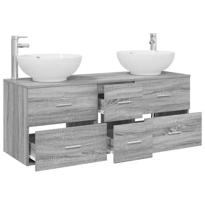 vidaXL - Badkamermeubel - Set - 3 - st - Grijs - Sonoma - 129 - x - 44,5 - x - 80 - cm