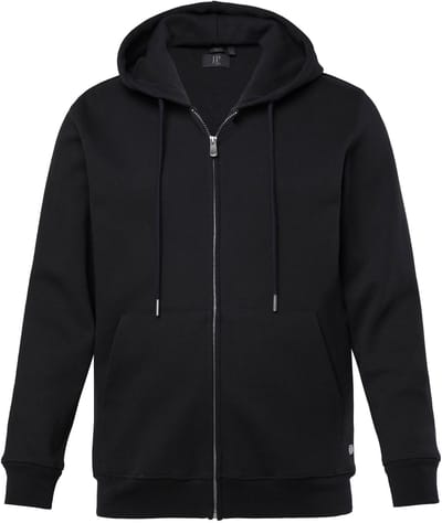 JP 1880 - Heren - Hoodie-jack CoolTouch sweatstof capuchon rits tot 8XL - Zwart - Maat 3XL