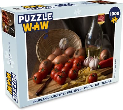 Puzzel Snijplank - Groente - Stilleven - Pasta - Uit - Tomaat - Snijplank - Legpuzzel - Puzzel 1000 stukjes volwassenen