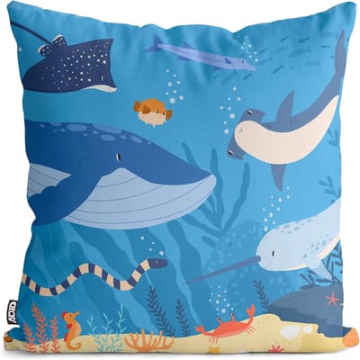 Kussenhoes Onderwaterwereld - Decoratief Sierkussen - Buiten Gebruik - Waterdicht Weerbestendig - 80 x 80 cm - Veelkleurig