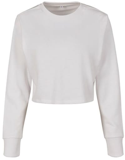 Ladies Terry Cropped CrewWhite maat S