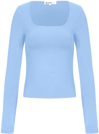 Comfortabele Gebreide Nylon Dames Top met Lange Mouwen - Blauw - Maat XS
