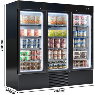 GGM Gastro Wandtiefkühlregal - 2081mm - bis -18 °C - mit doppelt verglasten Türen - 4 Ablagen Zwart
