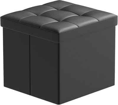 Opvouwbare Voetenbank met Opbergfunctie - Zwart - 38 x 38 x 38 cm