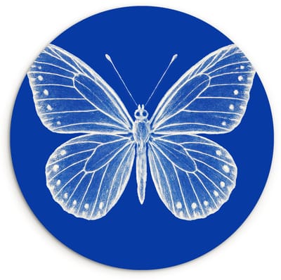 WallCircle® Wandcirkel 120x120 cm - Muurcirkel Vlinder - Wit - Getekend - Stippen - Muurdecoratie woonkamer - Wanddecoratie slaapkamer - Kamer decoratie accessoires - Ronde schilderijen XXL