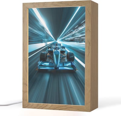 Nachtlampje 20x30 cm - Kinder lampje - Race - Auto - Formule 1 - Jongens - Blauw - Tafellamp kinderkamer - Slaapkamer lamp - Bedlamp kinderen - Kinderlampje stopcontact - Wandlamp babykamer - Nachtlampjes