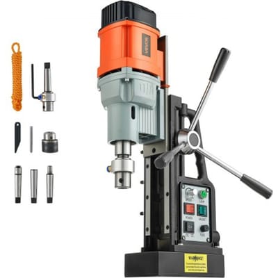 VEVOR Magnetische boormachine 1,5 kW 60 mm boordiameter 13000 N vermogen, magnetische boormachine met morseconus en instelbare snelheden, M3-M16 draadsnijden voor metalen oppervlakken, doe-het-zelvers