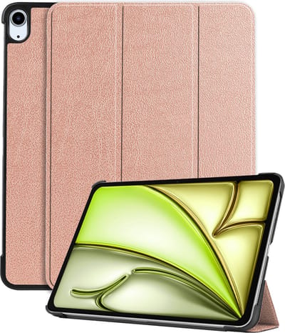 Hoes - Geschikt voor Apple iPad Air (2024/2025/2026) - 11 inch - Dun & Stevig - Trifold Bookcase - Hard Cover - Hardcover Book Case - Tablet Hoesje - Rosé goud