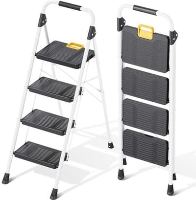 Opvouwbare Stepladder 4 Treden met 360kg Draagcapaciteit en Antislip Pedalen