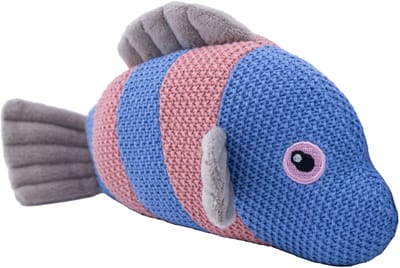 Cute since 1999 - Katoenen knuffel vis - Blauw & roze clownfish speelgoed- Baby knuffel - 23cm