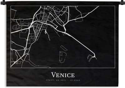 Wandkleed - Wanddoek - Stadskaart - Venetië - Kaart - Plattegrond - Venice - 120x90 cm - Wandtapijt