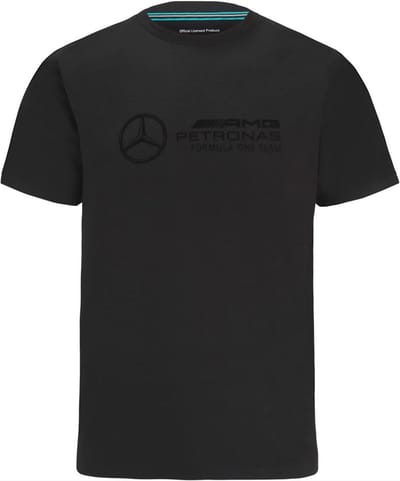 T-shirt Mercedes Heren F1 Fw Stealth Groot Logo T-shirt Zwart Zwart - XXS