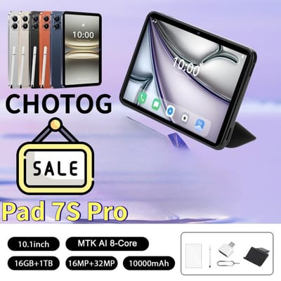 Chotog Hot 10.1 Inch Tablets Tab Pad 7S Pro Origineel 4G 5G Dual SIM Kindertablet Android 10000mAh Batterij Globale Versie Tablet 22GB+2TB Tab PC