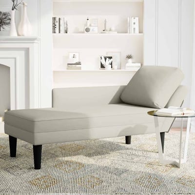 vidaXL - Chaise - longue - met - kussen&rechterarmleuning - fluweel - crèmekleurig