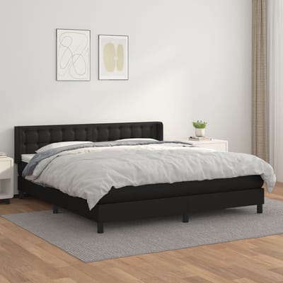 vidaXL - Boxspring - met - matras - kunstleer - zwart - 160x200 - cm