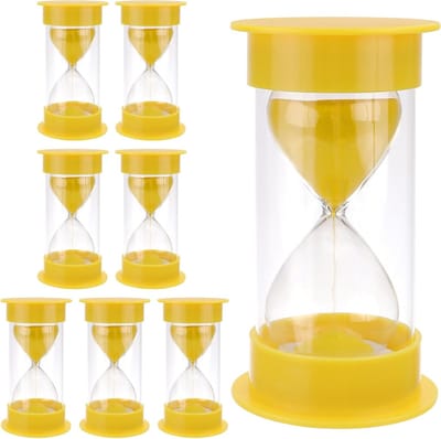 8 Stuks Zandloper van 10 Minuten, Perfect voor Koken, Tanden Poetsen en Activiteiten, Geel