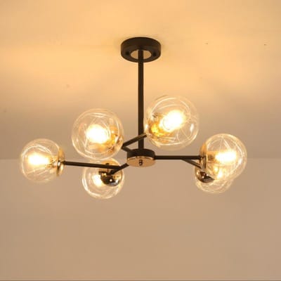 Haobosic Moleculaire Moderne - Hanglamp - Zwart+Goud - 72 cm - 6-arm
