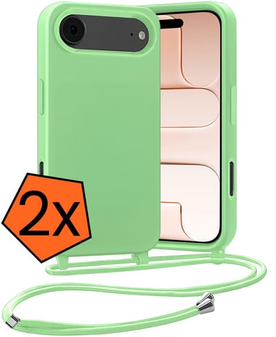 Hoesje Geschikt voor iPhone Air Hoes Met Telefoonketting - Backcover Geschikt voor iPhone Air Case Met Koord - Groen - 2 PACK