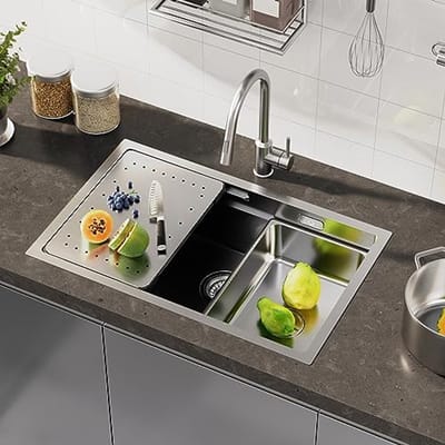 Onderbouw Spoelbak Roestvrij Staal 70 x 44 cm - Multifuntionele Werkplek voor Keuken met Accessoires