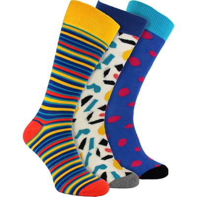 HS by Happy Socks - Heren 3-pack Klassieke Gestreepte Kousen - Streep (Felle Kleuren)