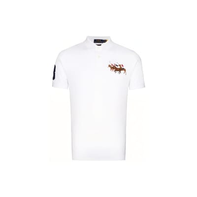 Polo Ralph Lauren Effen Kleur Katoen Logo Geborduurd Korte Mouwen Polo Shirt Heren tops Wit 710814437-002 XXL white