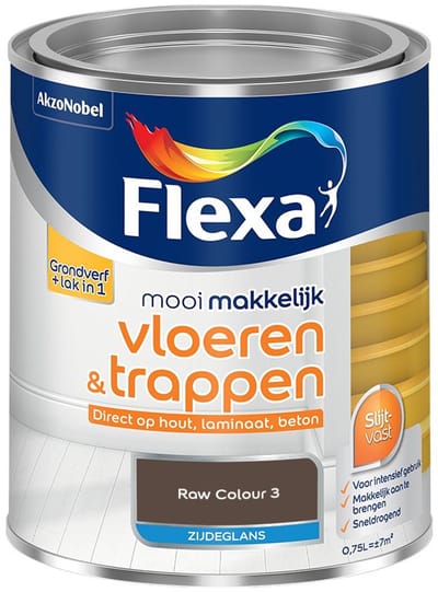 Flexa - Mooi Makkelijk Vloeren & Trappen Zijdeglans - Raw Colour 3 - Mengverf - 750 Ml