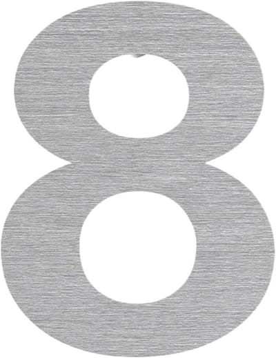 Huisnummer 8 - Adresnummer Villa - Huis Identificatie - Roestvrij Staal Geborsteld - 30 cm Hoog - Zilver