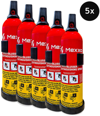 Mexxo Sprayblusser 750ml AF - Set van 5 - Met wandbeugel - PFAS-vrije schuimblusser