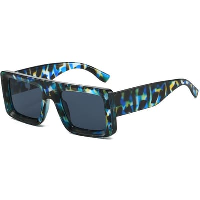Nieuwe Retro Schildpadpatroon Vierkante Zonnebril Dames Heren Y2K Persoonlijkheid Merk UV400 Bescherming Casual Bril as  picture gray