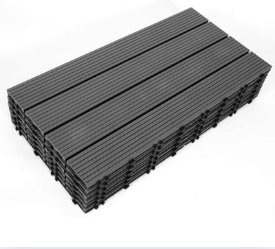 Terrastegels 60x30cm 18 stuks 3m² WPC Tegels Balkon Terras of Vlonder Snelle Montage Vlondertegel Tuintegels Terrasplanken Balkon vloer Kliktegels Buiten tegels Donkergrijs