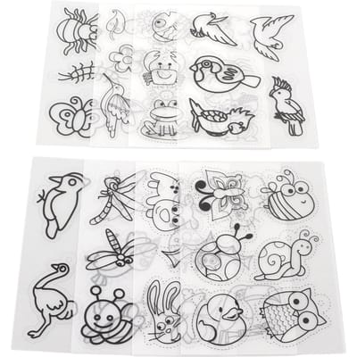 Feuilles thermorétractables 8 Pièces Peintes à la Main Impression DIY avec Remplissage de Motifs pour Loisirs Créatifs Enfants Projet Scolaire Ornements DIYOiseau