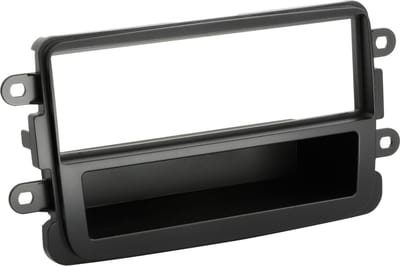1-DIN Paneel geschikt voor met aflegbakje.Dacia / Fiat / Nissan/ Opel / Renault Kleur: Zwart
