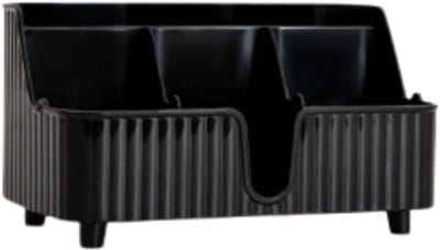 Homla - Diall Badkamer Organiser - Organiser met Vakken - Opbergbak voor Cosmetica en Accessoires - Kunststof Opberger - Aanrecht Organiser - 22 x 10 x 13 cm - Zwart