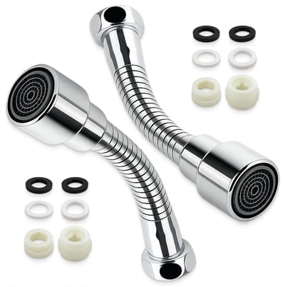 Set van 2 Tapuitbreidingen 14 cm RVS 360° Draaibaar Draad 22 mm Eenvoudige Montage voor Keuken en Badkamer