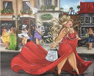 TOPMO -dikke dames rode jurk- 40X50CM- Diamond painting pakket - HQ Diamond Painting - VOLLEDIG dekkend - Diamant Schilderen - voor Volwassenen – ROND