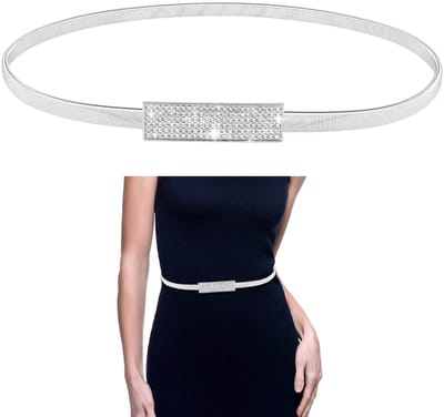 Dailygoody - Dunne Metalen Riem - Elegante Tailleband - Comfortabel en Verstelbaar - Zilver - Stretch Cinch-Riem - Dames Riem - Modieuze Accessoire