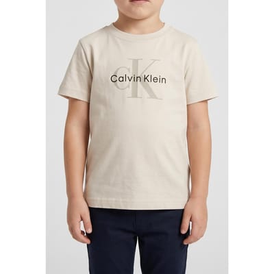 Calvin Klein Unisex Ck Monogram Ss T-shirt Whitecap Gray Taglia: 6 | T-shirt Outlet | kids | Grigio