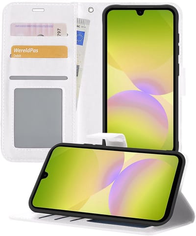 Hoesje - Met Pasjeshouder - Geschikt voor Samsung Galaxy A26 - Luxe Bookcase Portemonee - Flip Case - Kunstleer Book Case - Flipcase - Book Cover - Walletcase - Portemonneehoes - Telefoonhoesjes - Wit